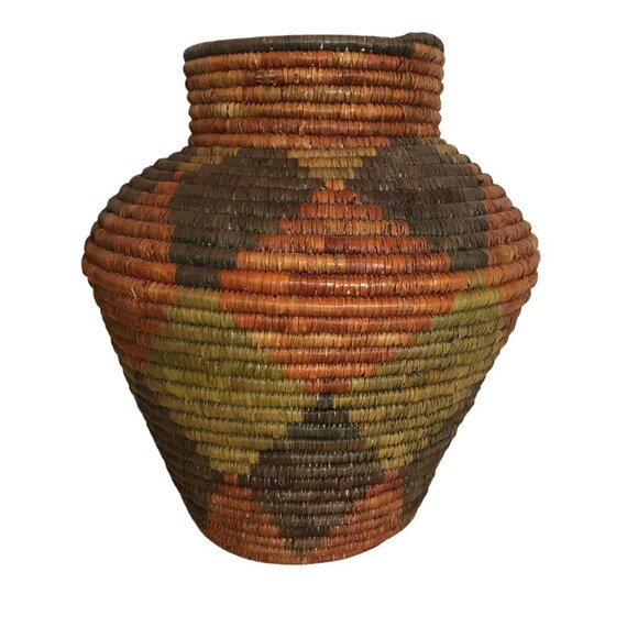 Vintage NATIVE AMERICAN Olla Basket Handwoven Southwestern Decor 12 X 9 U.S. - Picture 7 of 8